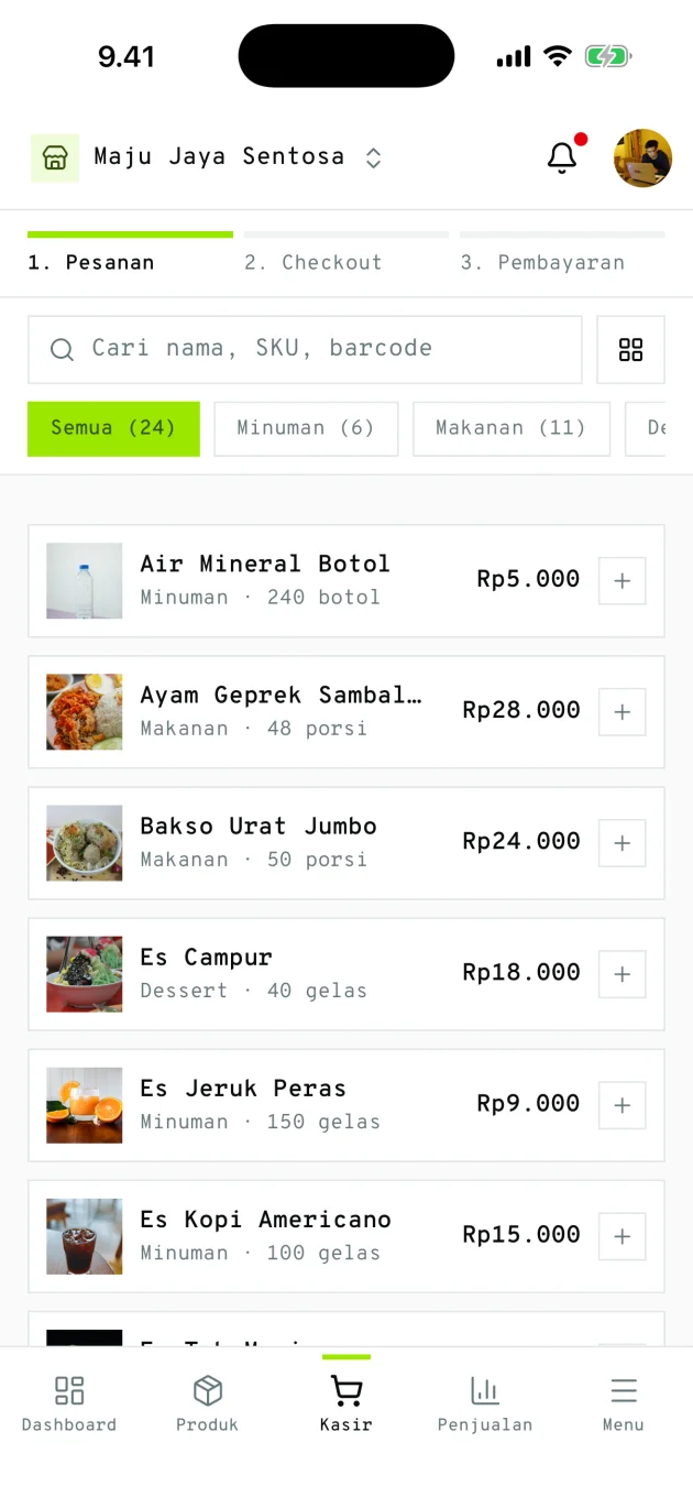 Kasir di aplikasi HP Bukalaba