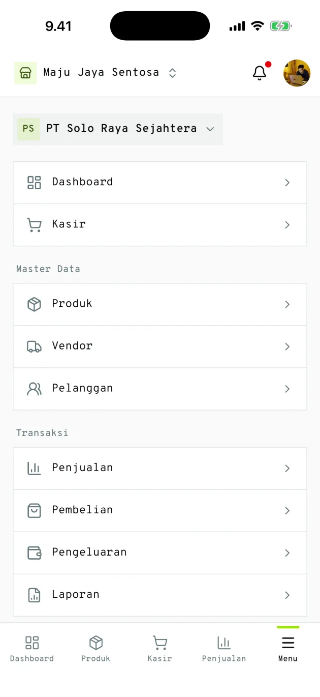 Menu lengkap aplikasi HP Bukalaba