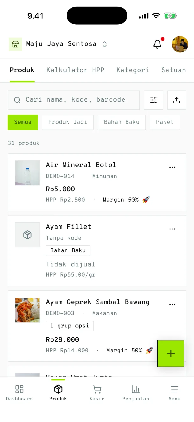Produk di aplikasi HP Bukalaba